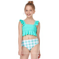 2021 ruffle girls plaid swimwear for kids bikini swimsuit cute young girl bikini kids swimwear